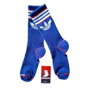 Calcetas Deportivas Adidas Clásicas - Azul Eléctrico con Franjas Tricolor