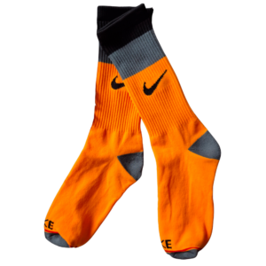 Calcetas Deportivas Nike Crew Block - Naranja Neón con Gris y Negro